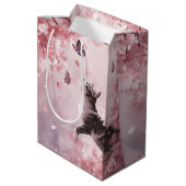 Kersenbloesemkat en vlinders (7) medium cadeauzakje (Achterkant Gekanteld)