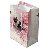 Kersenbloesemkat en vlinders (8) medium cadeauzakje (Voorkant Gekanteld)