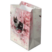 Kersenbloesemkat en vlinders (8) medium cadeauzakje (Achterkant Gekanteld)