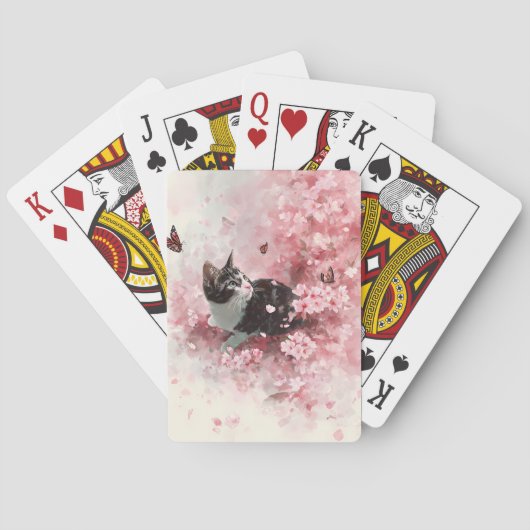 Kersenbloesemkat en Vlinders (8) Pokerkaarten (Achterkant)