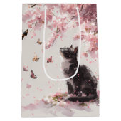 Kersenbloesemkat en vlinders (9) medium cadeauzakje (Achterkant)