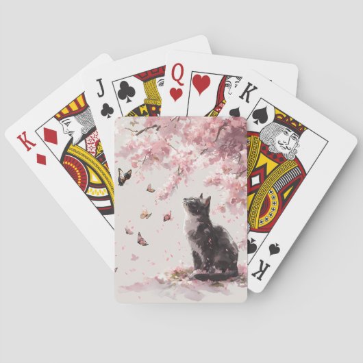 Kersenbloesemkat en Vlinders (9) Pokerkaarten (Achterkant)