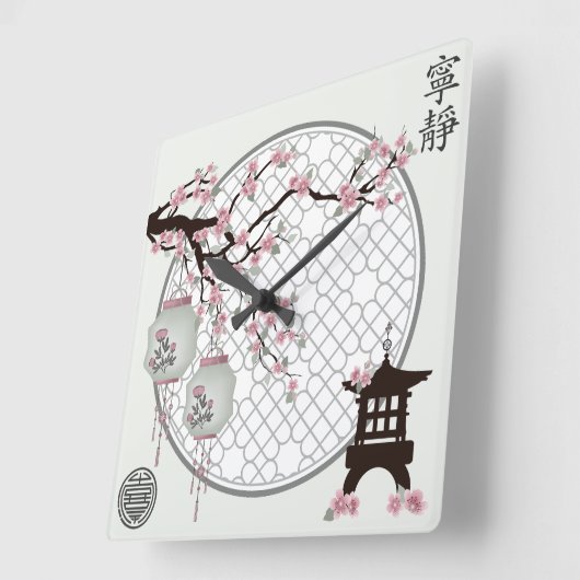 Kersenbloesemlantaarns Chinese 'Serenity' pagode Vierkante Klok (Hoek)