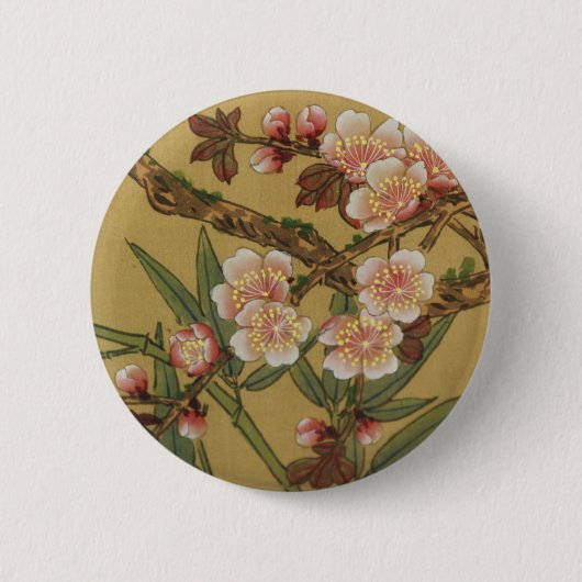 kersenbloesems aziatisch japans ronde button 5,7 cm (Voorkant)