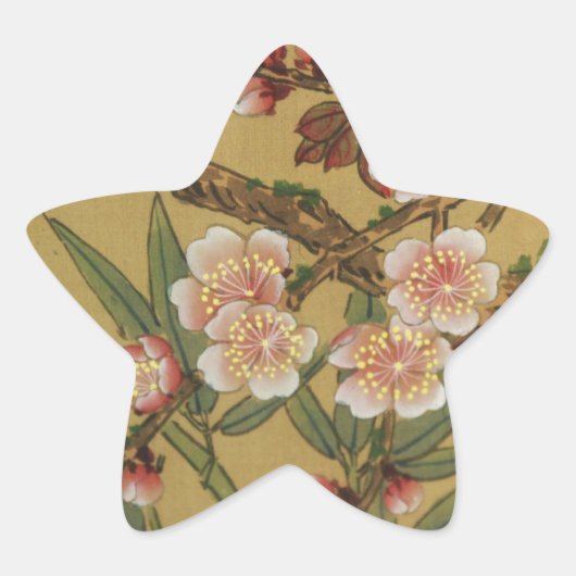 kersenbloesems aziatisch japans ster sticker (Voorkant)