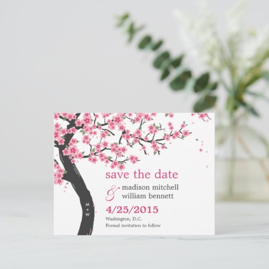 Kersenbloesems Bewaar de datum Briefkaart (Staand voorkant)