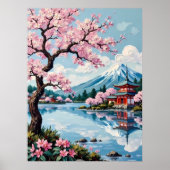 Kersenbloesems bij het Pagoda Lake Poster (Voorkant)