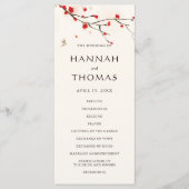 Kersenbloesems bloemenbruiloft ceremonie programma programmakaart (Voorkant)