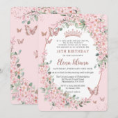 Kersenbloesems Bloemenvlinders 18e verjaardag Kaart (Voorkant / Achterkant)