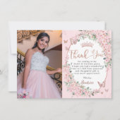 Kersenbloesems bloemenvlinders zoet zestien bedankkaart (Voorkant)