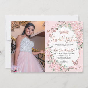 Kersenbloesems bloemenvlinders zoet zestien kaart