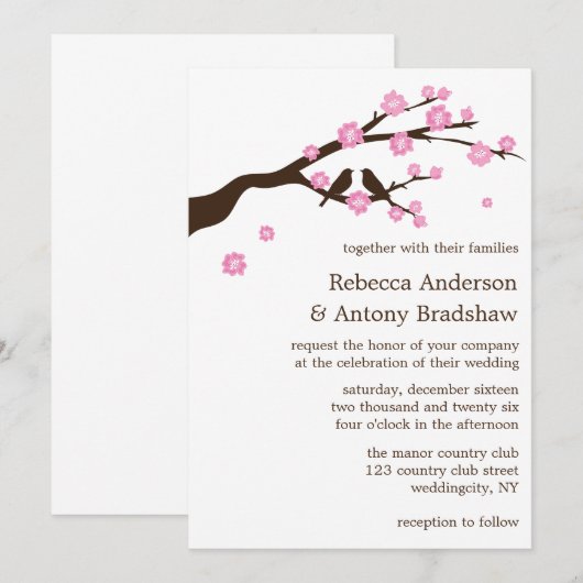 Kersenbloesems bruiloft uitnodigingen (Voorkant / Achterkant)