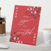 Kersenbloesems Chinees trouwteken Ons gastenboek Reclamebord Met Voetstuk (Insitu)