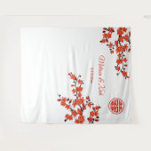 Kersenbloesems Chinese bruiloft achtergrond Wandkleed (Voorkant (horizontaal))