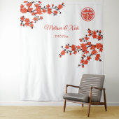 Kersenbloesems Chinese bruiloft achtergrond Wandkleed (In situ)