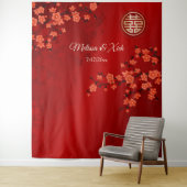 Kersenbloesems Chinese bruiloft achtergrond Wandkleed (In situ)