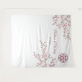 Kersenbloesems Chinese bruiloft achtergrond Wandkleed (Voorkant (horizontaal))