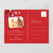 Kersenbloesems chique Chinese bruiloft Bewaar de d Uitnodiging Briefkaart (Achterkant)