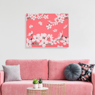Kersenbloesems Drijvende Bloemen Canvas Afdruk
