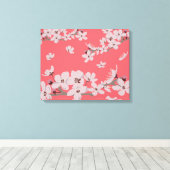 Kersenbloesems Drijvende Bloemen Canvas Afdruk (Insitu (Houten vloer))