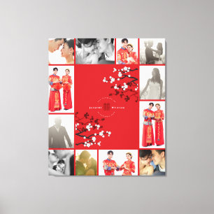 Kersenbloesems Dubbel Geluk Chinese Bruiloft Canvas Afdruk