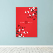 Kersenbloesems & Dubbel Geluk Chinese Bruiloft Canvas Afdruk (Insitu (Houten vloer))