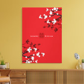 Kersenbloesems & Dubbel Geluk Chinese Bruiloft Canvas Afdruk (Insitu (Woonkamer))