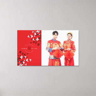 Kersenbloesems & Dubbel Geluk Trouwfoto Canvas Afdruk