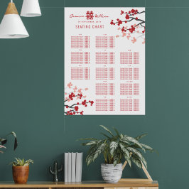 Kersenbloesems Dubbele Xi Aziatische Trouw Stoelen Poster