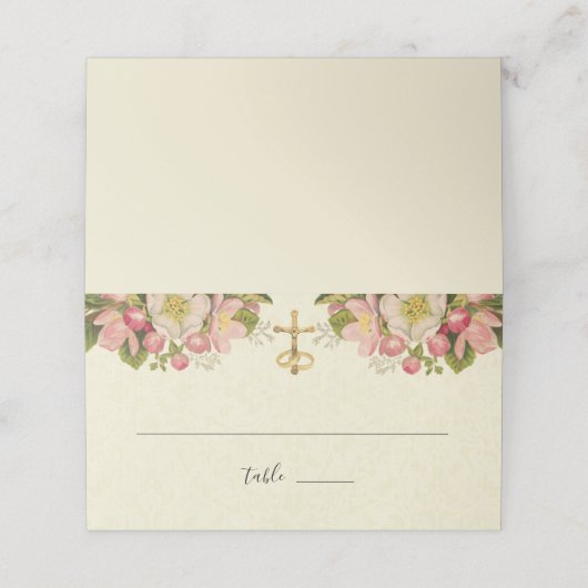  kersenbloesems Elegante katholieke bruiloft Plaatskaartje (Buitenkant ongevouwen)