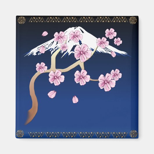 Kersenbloesems en de Fuji-magneet Magneet (Voorkant)