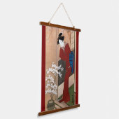 Kersenbloesems en een vrouw, Shunsho Hangend Wandkleed (Gebogen)