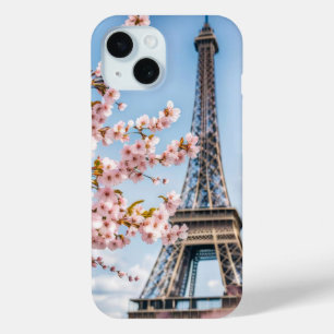 Kersenbloesems en Eiffelhanddoek iPhone 15 Case