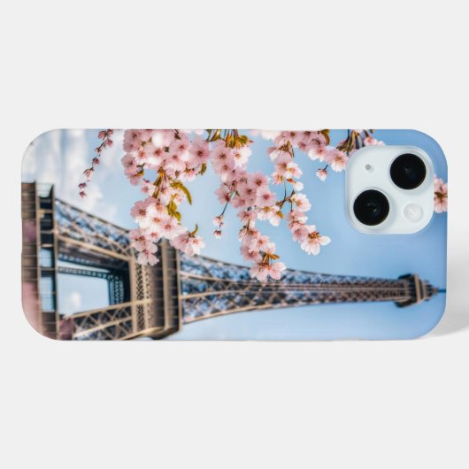 Kersenbloesems en Eiffelhanddoek Case-Mate iPhone Case (Achterkant (horizontaal))