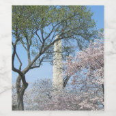 Kersenbloesems en het Washington Monument in DC Wijn Etiket (Enkel label)