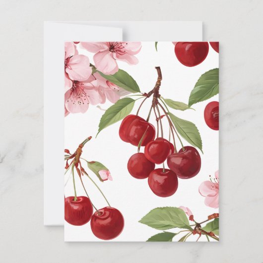 Kersenbloesems en Kersen Feestdagenkaart (Voorkant)