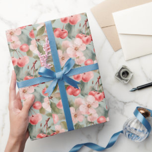 Kersenbloesems en kersen Lente Kunst Cadeaupapier