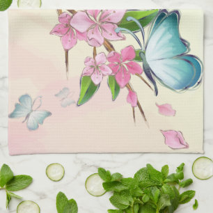 Kersenbloesems en vlinders Amerikaanse MoJo Kit Theedoek