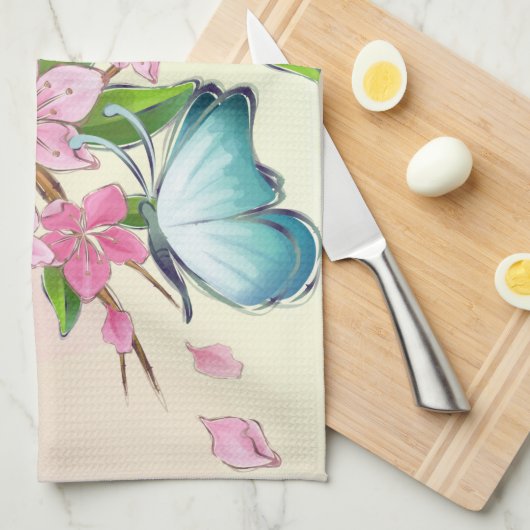 Kersenbloesems en vlinders Amerikaanse MoJo Kit Theedoek (Quarter Fold)