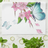 Kersenbloesems en vlinders Amerikaanse MoJo Kit Theedoek (Gevouwen)