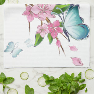 Kersenbloesems en vlinders Amerikaanse MoJo Kit Theedoek