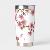 Kersenbloesems en vlinders gepersonaliseerd geïsoleerde drinkbeker (Links)
