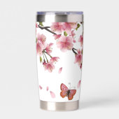 Kersenbloesems en vlinders gepersonaliseerd geïsoleerde drinkbeker (Voorkant)