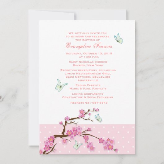 Kersenbloesems en Vlinders Uitnodiging (Voorkant)