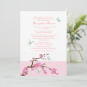 Kersenbloesems en Vlinders Uitnodiging (Staand voorkant)