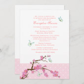 Kersenbloesems en Vlinders Uitnodiging (Voorkant / Achterkant)