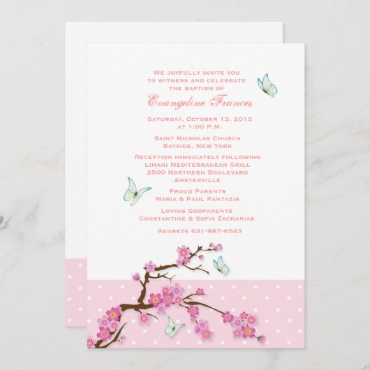 Kersenbloesems en Vlinders Uitnodiging (Voorkant / Achterkant)