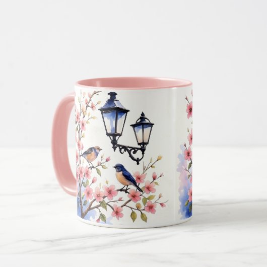 Kersenbloesems en vogels mok (Voorkant links)