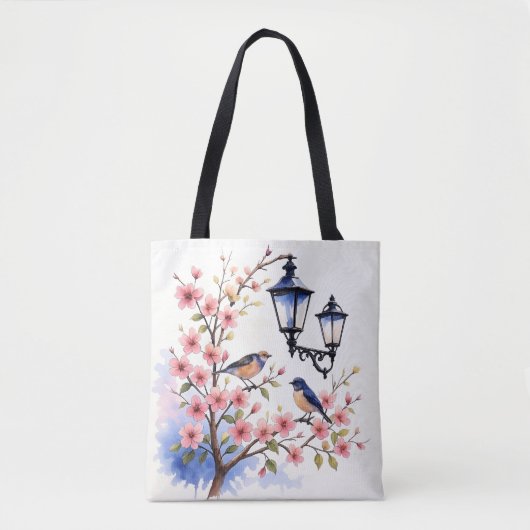 Kersenbloesems en vogels tote bag (Voorkant)