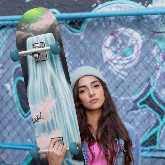 Kersenbloesems en waterval persoonlijk skateboard